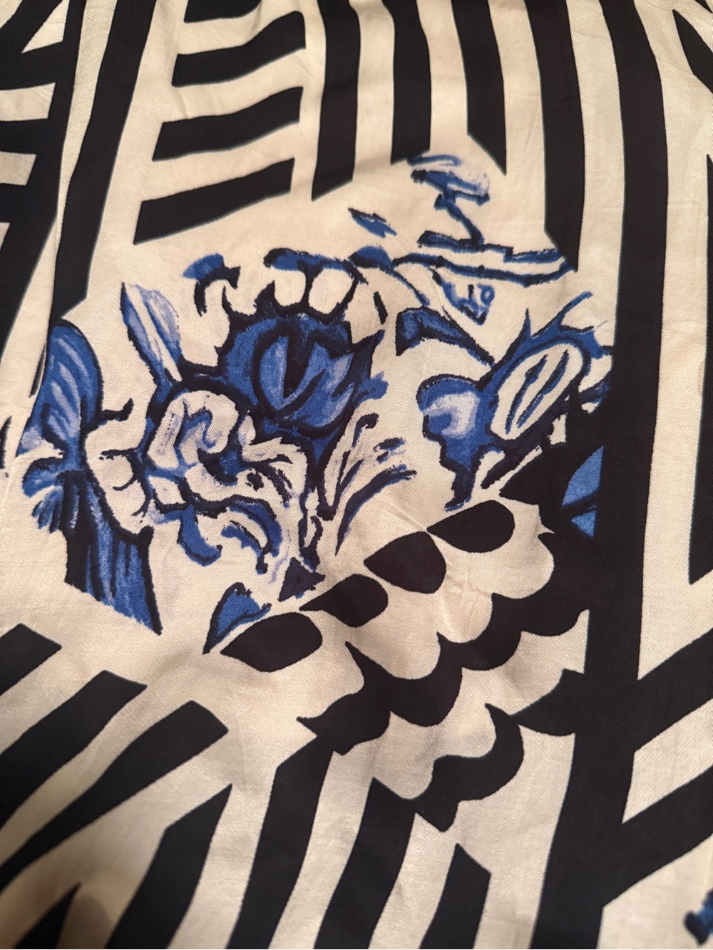 Anthropologie Maeve Asymmetrical Midi Skirt Blue Floral Striped Plus Size 1X - Picture 9 of 12